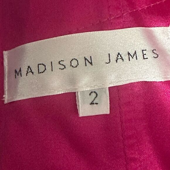 Madison James Hot Pink Fuchsia High Neck Modest Prom Bridesmaid dress - Picture 6 of 6